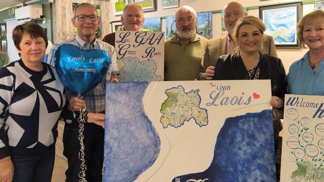 Maura and Eddie Phelan, Joe Phelan, Tim Conroy, Billy Morrissey, Trudi Lalor and artist Geraldine Molloy, pictured with Geraldine's Lovely Laois paintings. Photo: Stan Henderson <p>Maura and Eddie Phelan, Joe Phelan, Tim Conroy, Billy Morrissey, Trudi Lalor and artist Geraldine Molloy, pictured with Geraldine's Lovely Laois paintings. Photo: Stan Henderson </p>