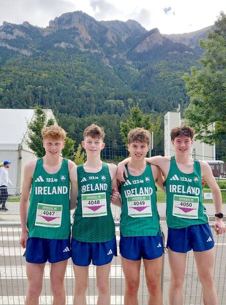 U/20 Irish Team (l-r) Riley Connolly, Rudy Mayne, Eoin McConnell and Finn Yore U/20 Irish Team (l-r) Riley Connolly, Rudy Mayne, Eoin McConnell and Finn Yore