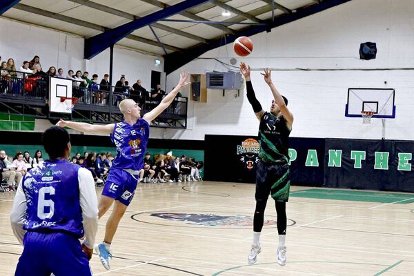 Portlaoise Panthers' Xabi Arriaga goes for a basket against Maree Photo: Denis Maher Portlaoise Panthers' Xabi Arriaga goes for a basket against Maree Photo: Denis Maher