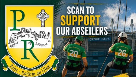 Park Ratheniska volunteers to abseil Croke Park in bid to reach €40,000 target Park Ratheniska volunteers to abseil Croke Park in bid to reach €40,000 target